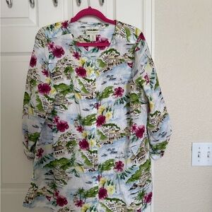 Cynthia Rowley 100% Linen The Almafi Coast Italy Summer Vacation Shirt